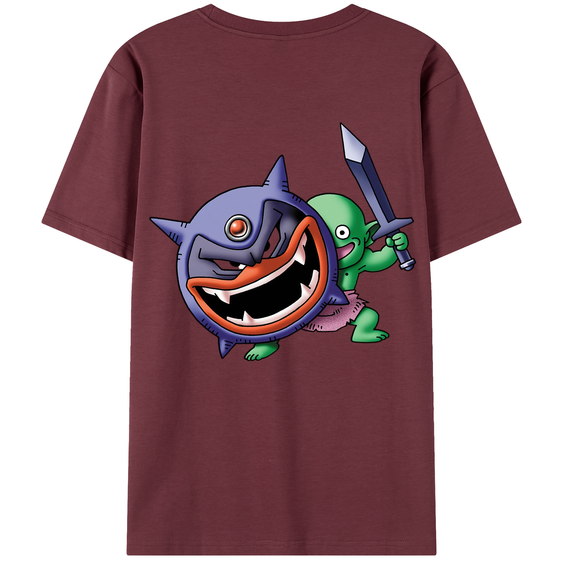 （画像用） ドラゴンクエスト Doragon Kuesuto Dragon Quest 綿100％半袖Tシャツ（背面プリント）